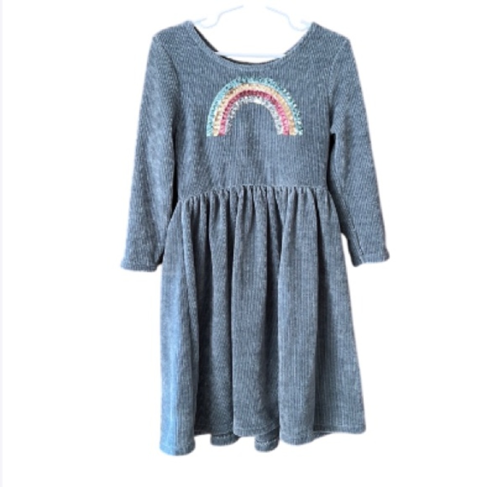 Lilt super soft sweater dress w/ sequined rainbow 3/4 sleeves size 6X